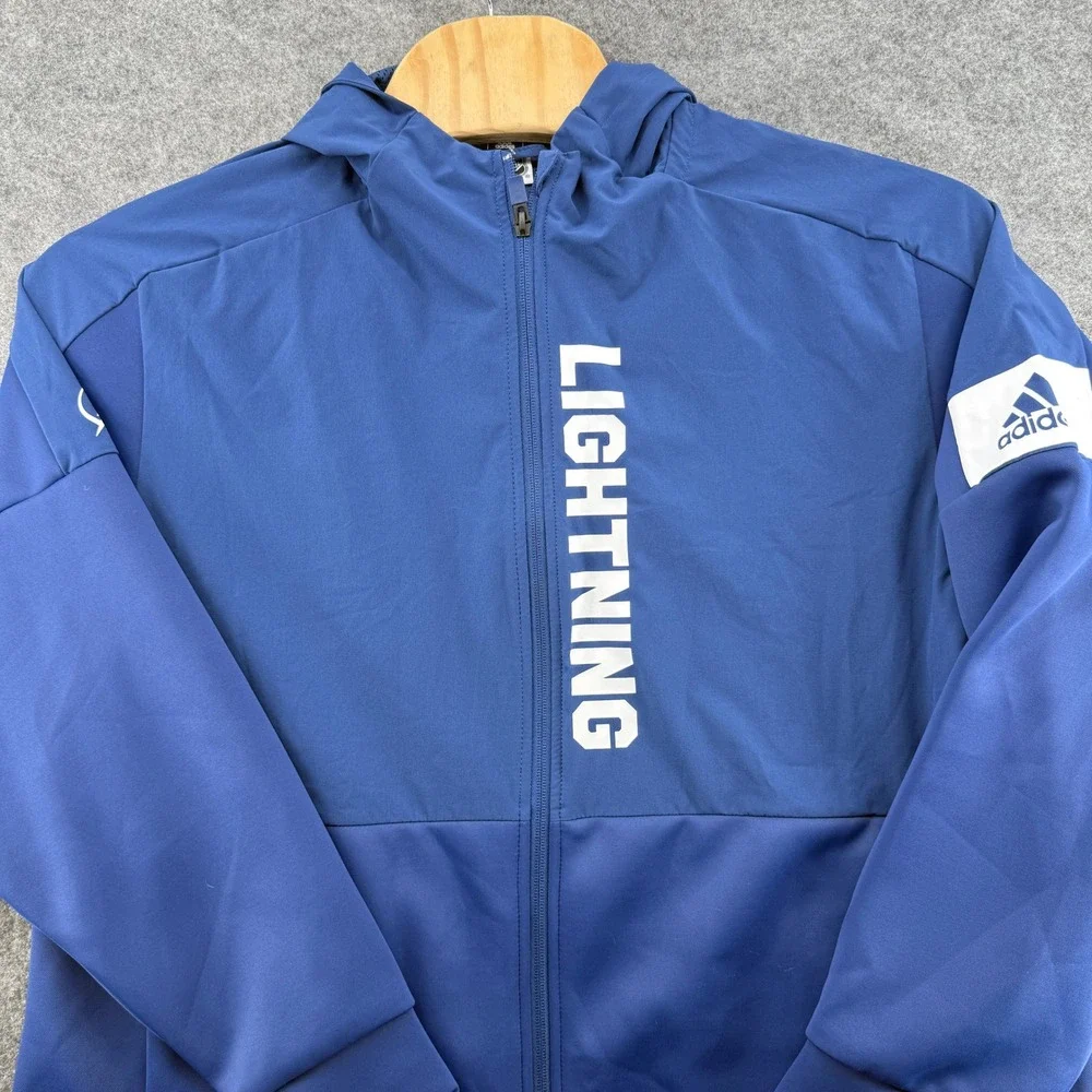 Adidas Tampa Bay Lightning Jacket Mens XL Blue Full Zip Hooded NHL Hockey